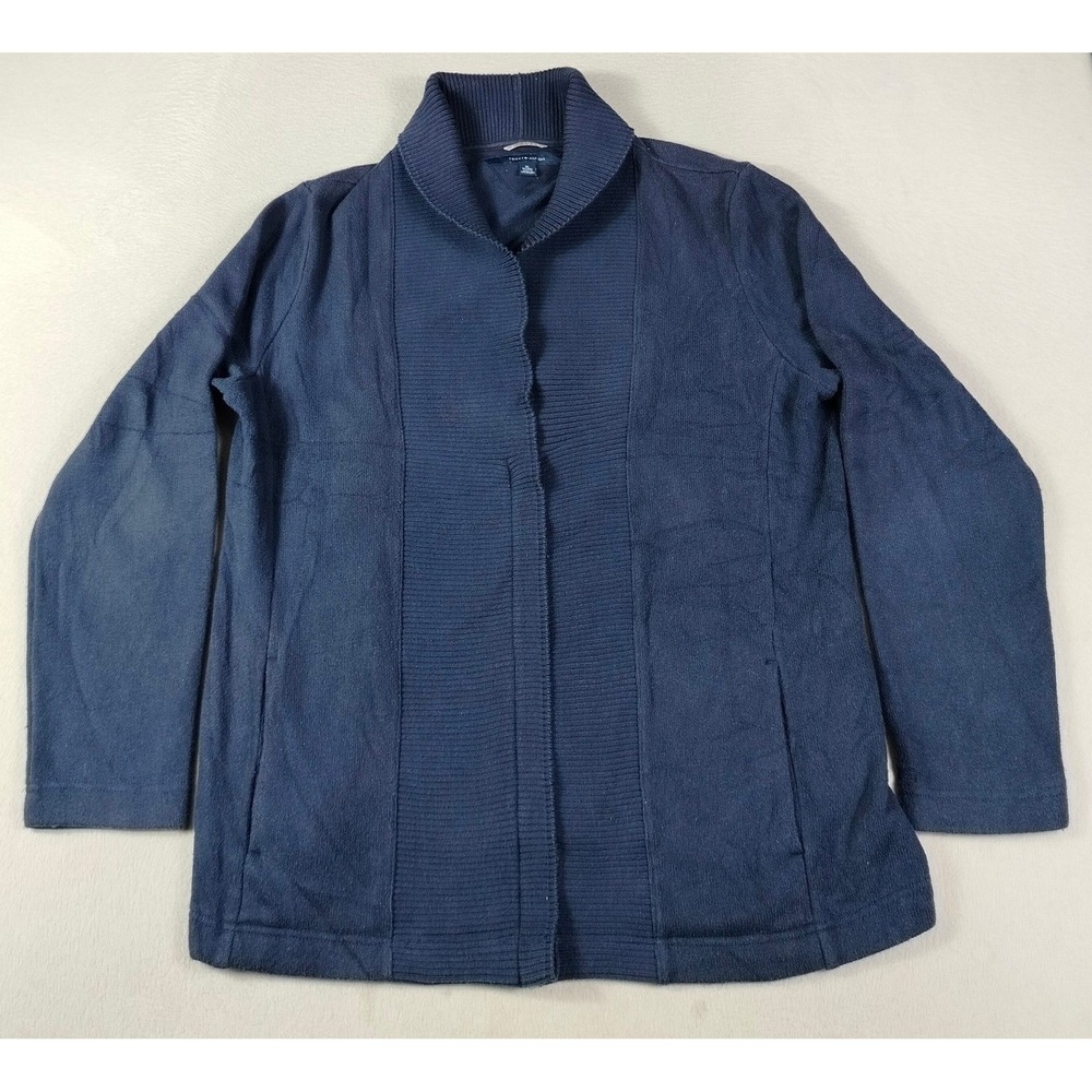 Tommy Hilfiger Cardigan Mens XL Navy Blue Athluxe Shawl Collar Fleece Sweater
